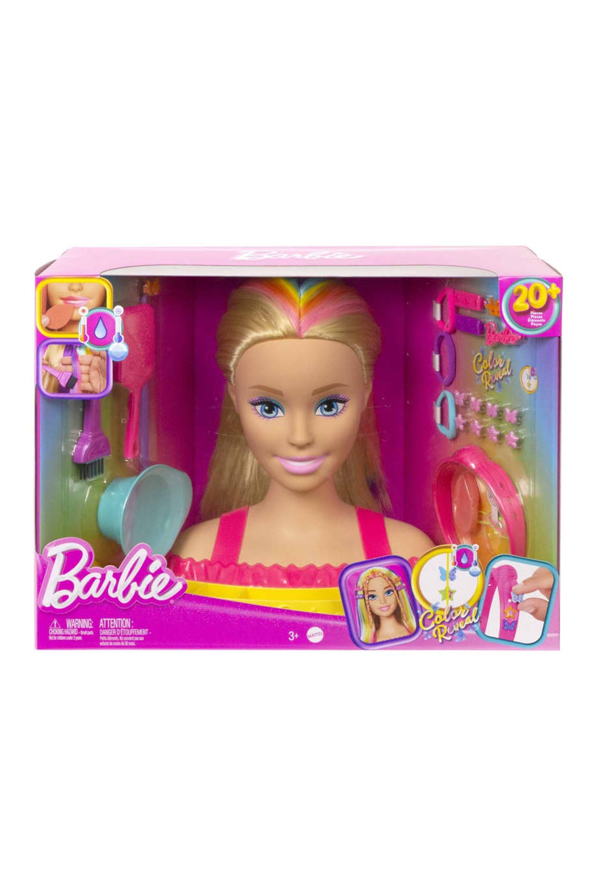 Barbie'nin Gökkuşağı Saçlı Büstü ve Aksesuarları