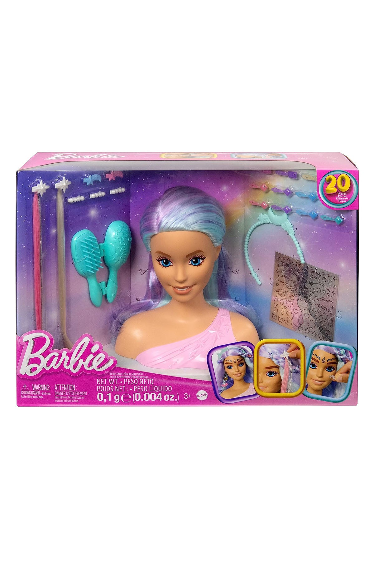 Barbie'nin Renkli Saçlı Büstü ve Aksesuarları