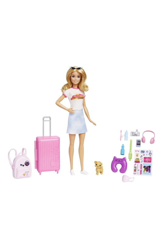 Barbie Seyahatte Bebeği ve Aksesuarları HYJ18