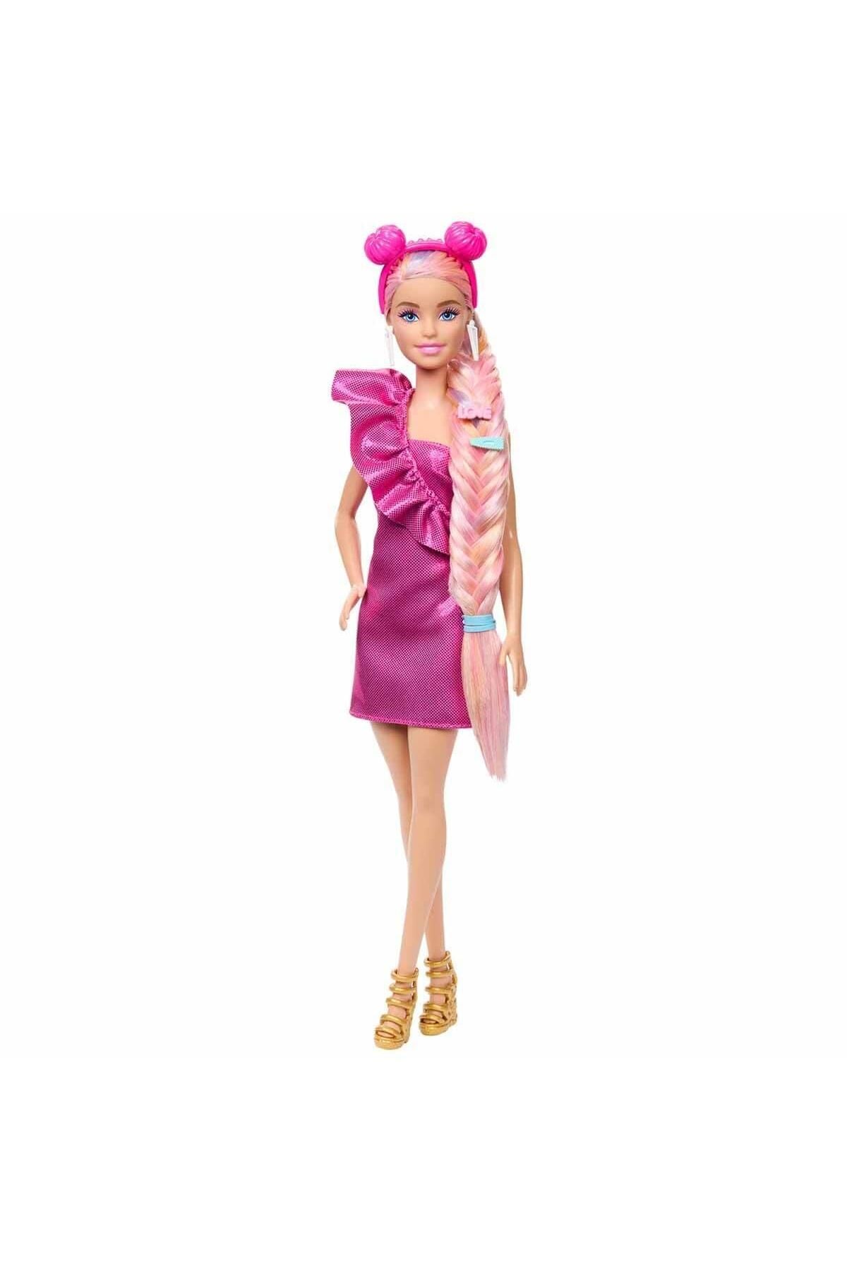 Barbie Upuzun Muhteşem Saçlı Bebekler Pembe Saçlı Bebek Mattel JDC85