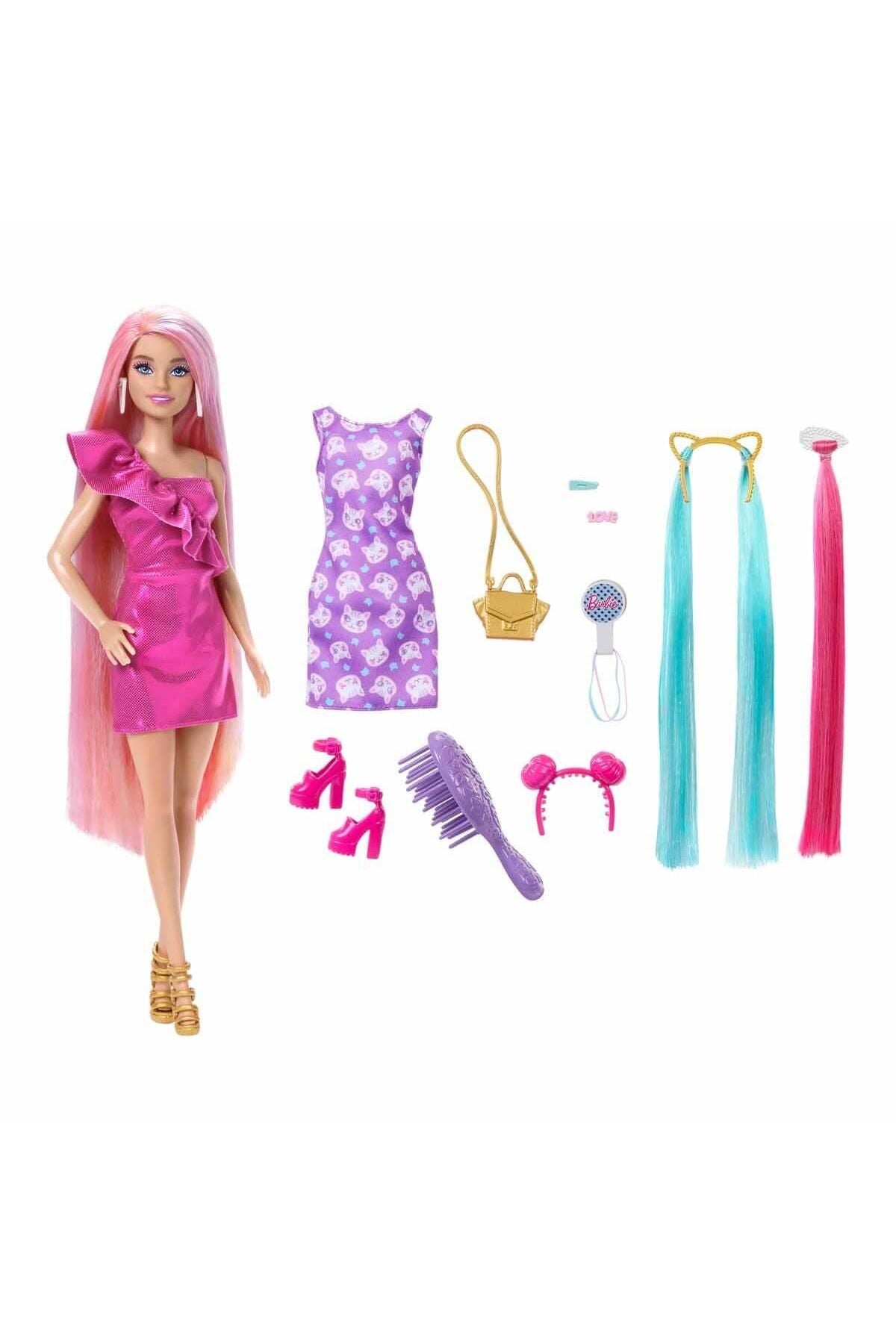 Barbie Upuzun Muhteşem Saçlı Bebekler Pembe Saçlı Bebek Mattel JDC85