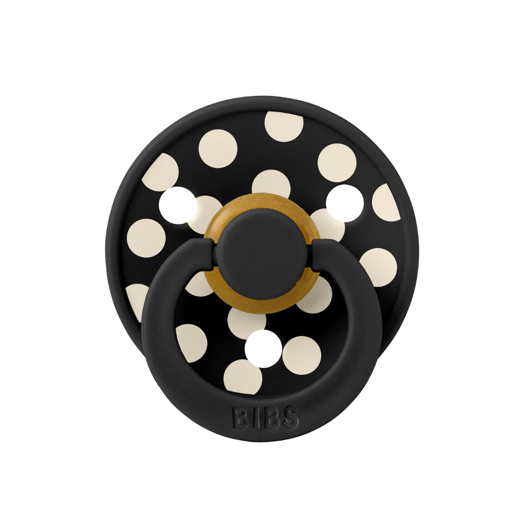 Bibs Studio Colour Round Kauçuk Emzik Polka Big Black Ivory No:1