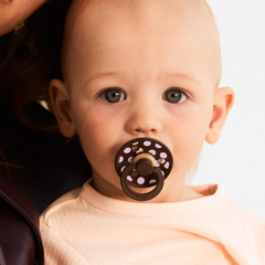 Bibs Studio Colour Round Kauçuk Emzik Polka Big Mocha Baby Pink No:1