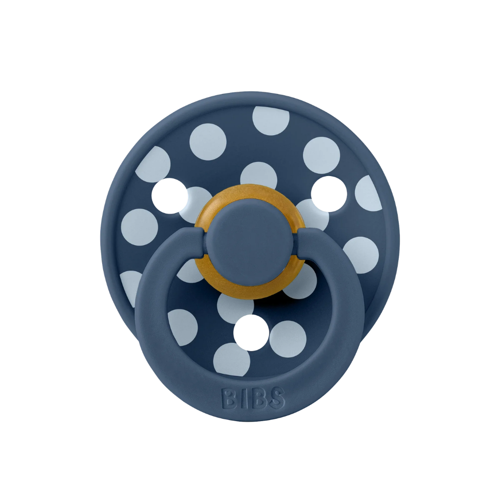 Bibs Studio Colour Round Kauçuk Emzik Polka Big Steel Blue Baby Blue No:1