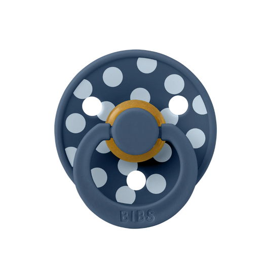 Bibs Studio Colour Round Kauçuk Emzik Polka Big Steel Blue Baby Blue No:1