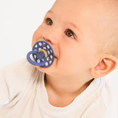 Bibs Studio Colour Round Kauçuk Emzik Polka Big Steel Blue Baby Blue No:1
