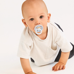 Bibs Studio Colour Round Kauçuk Emzik Polka Small Baby Blue Steel Blue No:1