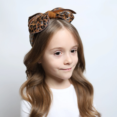 Billy Loves Audrey Leopar Desenli Fiyonklu Kız Çocuk Tacı Kahverengi
