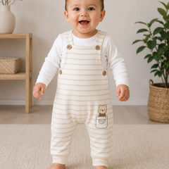Bistyle 2'li Tulum Salopet Baby Racoon Bej Ekru