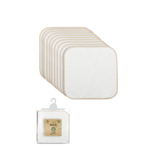 Bistyle Organik 10'lu Penye Mendil Büyük Boy Ekru