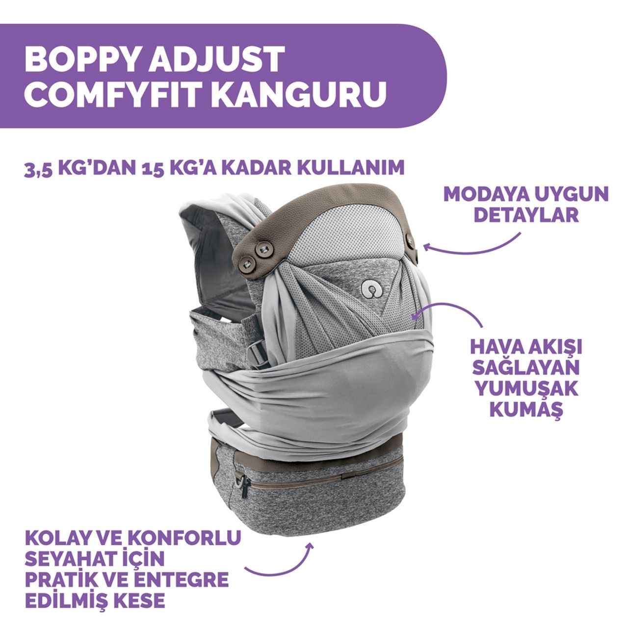 Chicco Boppy Adjust Comfyfit Kanguru Pearl