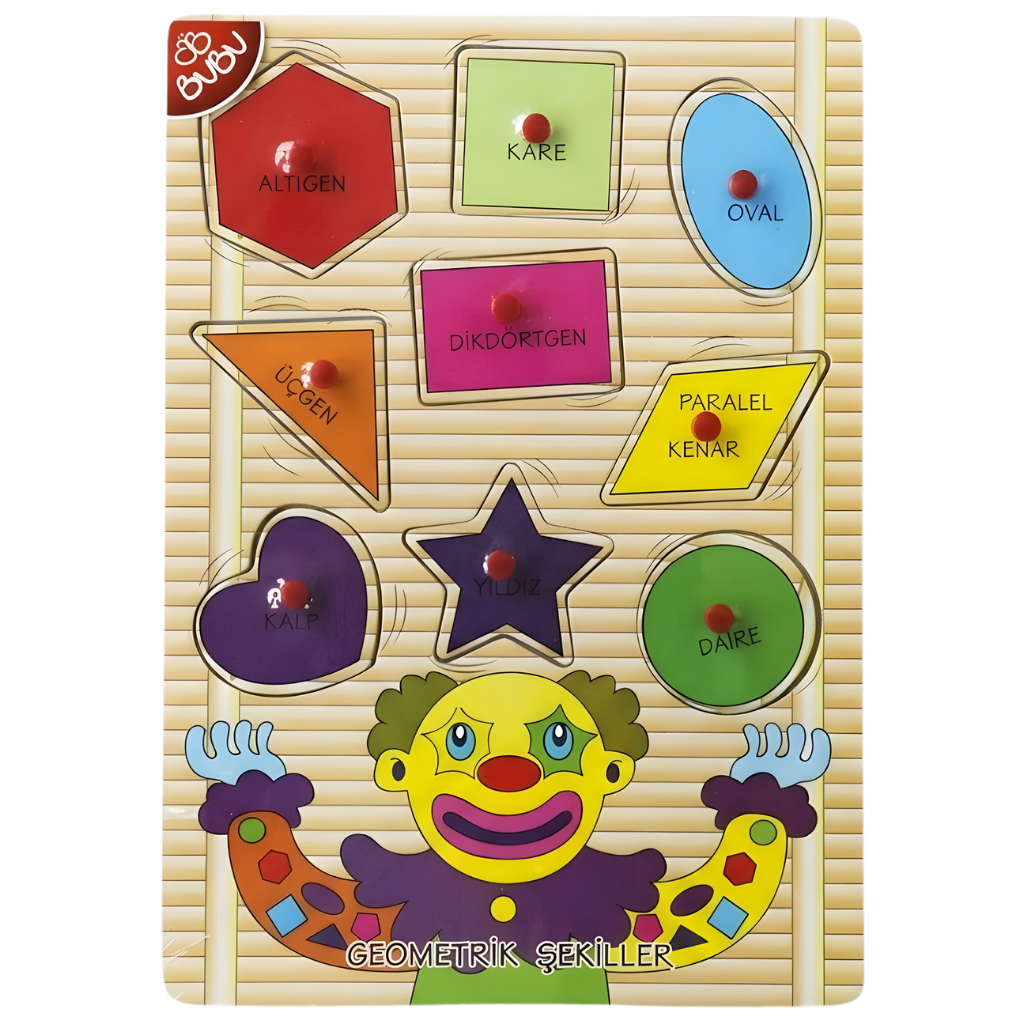 BuBu Ahşap Puzzle Palyaço Geometrik Şekiller - Welcome Baby