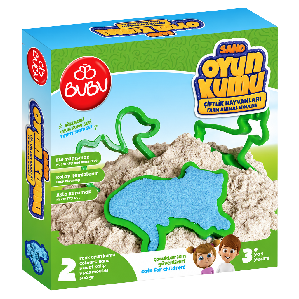BuBu Oyun Kumu ve Çiftlik Hayvan Kalıplı Set 500gr