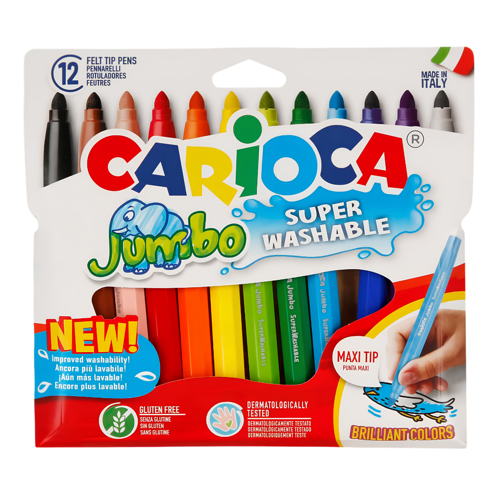 Carioca Jumbo 12’li Yıkanabilir Keçeli Boya Kalemi