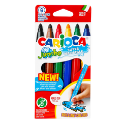 Carioca Jumbo 6'lı Süper Yıkanabilir Keçeli Boya Kalemi