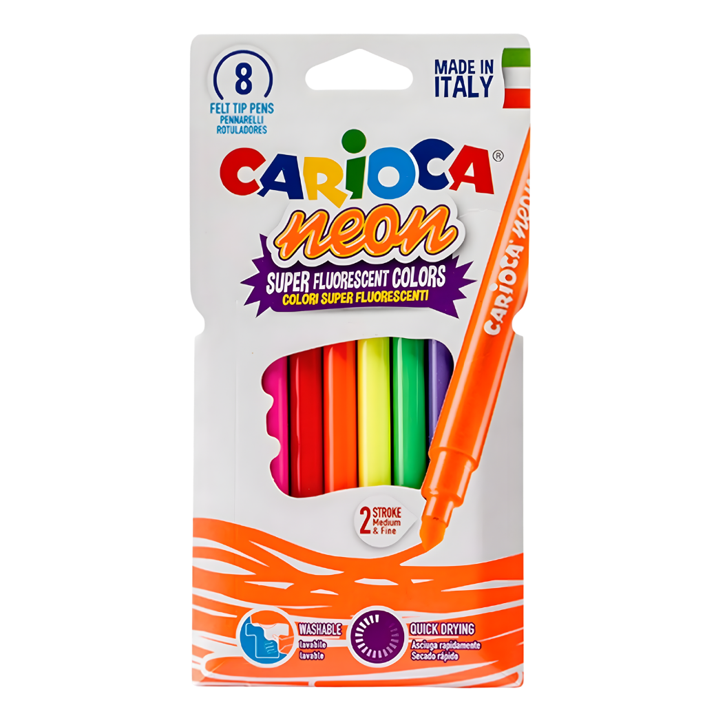 Carioca Neon 8'li Yıkanabilir Keçeli Kalem Seti - Welcome Baby