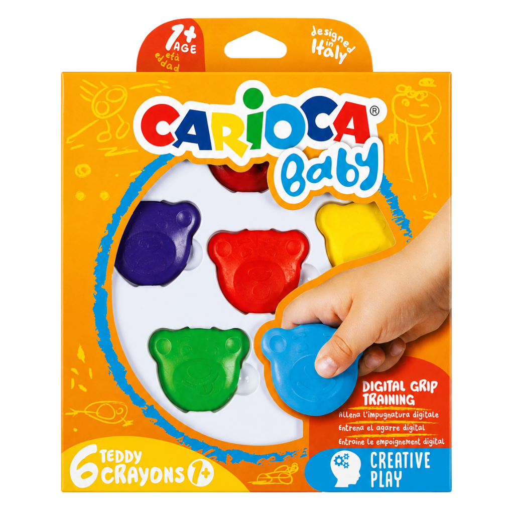 Carioca Teddy Şekilli Elleri Kirletmeyen 6’lı Mum Boya