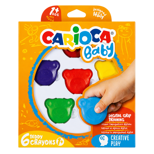 Carioca Teddy Şekilli Elleri Kirletmeyen 6’lı Mum Boya