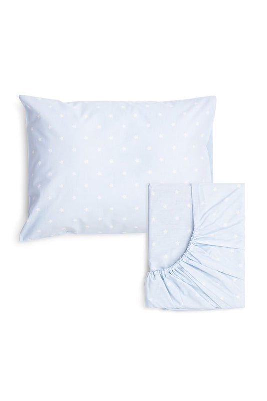 Funna Baby Çarşaf & Yastık Kılıfı Seti Yıldızlı Mavi 60x120cm