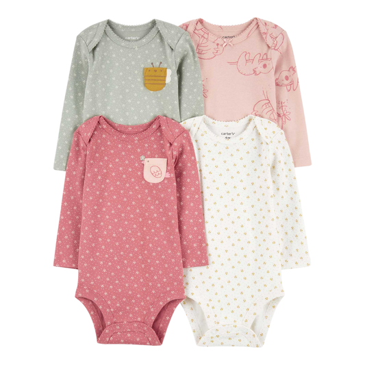 Carter's Kız Bebek Uzun Kollu Body Set 4'lü Paket