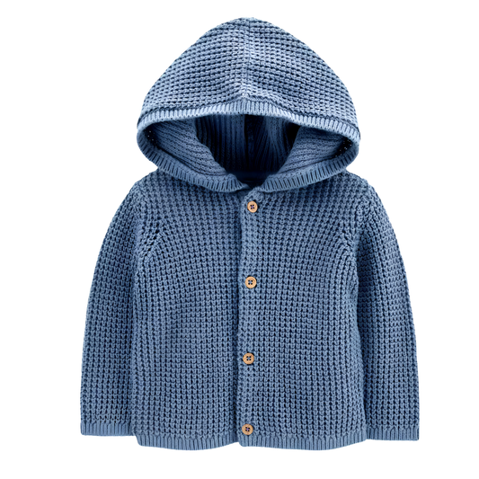 Carter's Layette Erkek Bebek Kapüşonlu Örgü Hırka Mavi
