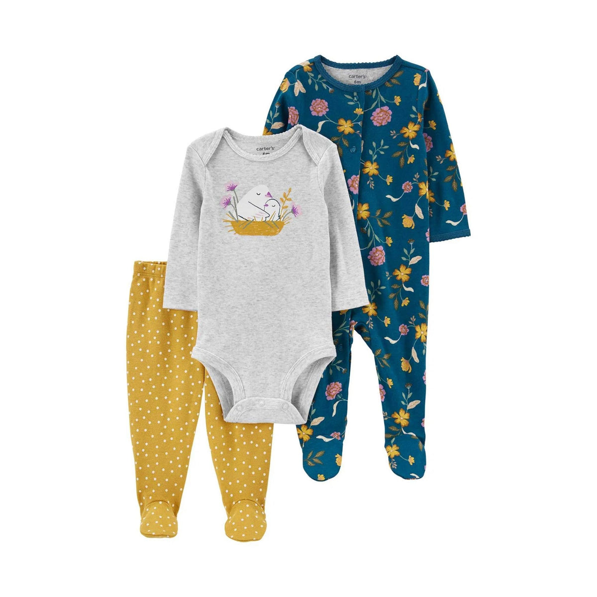 Carter's Layette Kız Bebek 3'lü Tulum Set