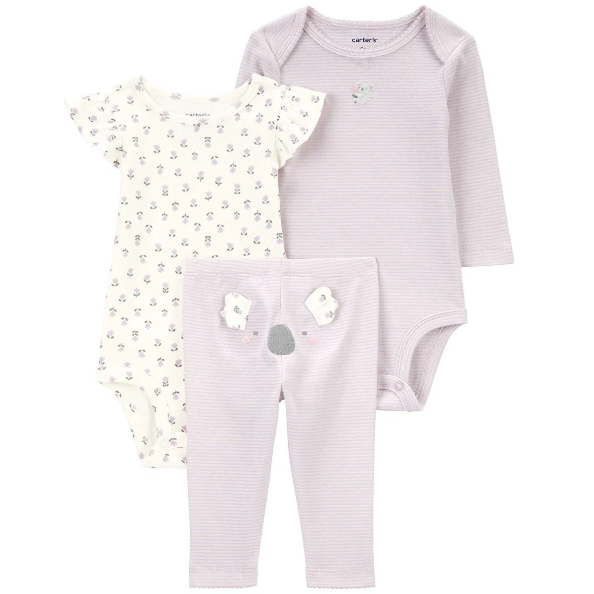 Carter's Layette Kız Bebek Body Pantolon Set 3'lü Paket