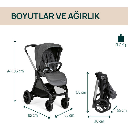 Chicco Bellargio Bebek Arabası Black Satin