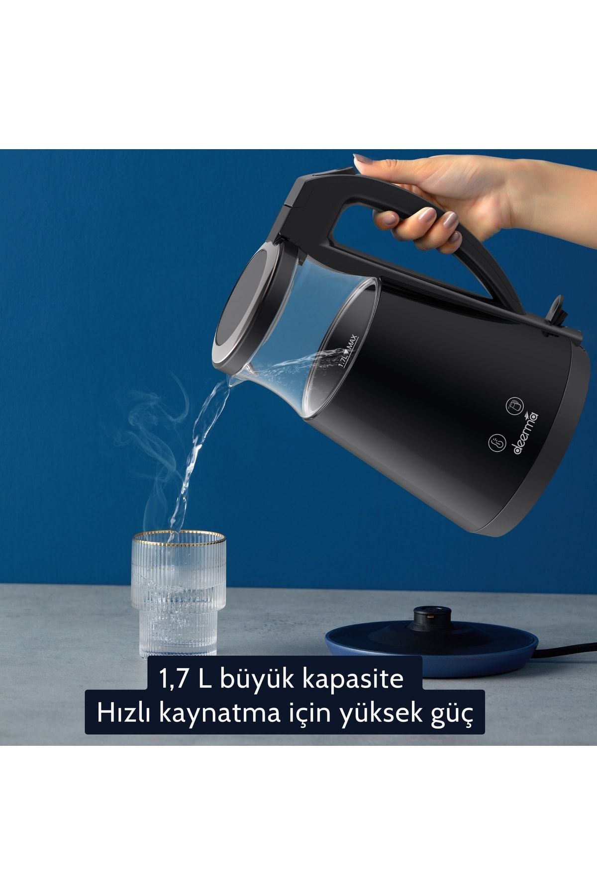 Deerma SH90W 1,7Lt Dijital Isı Ayarlı Cam Su Isıtıcı Kettle