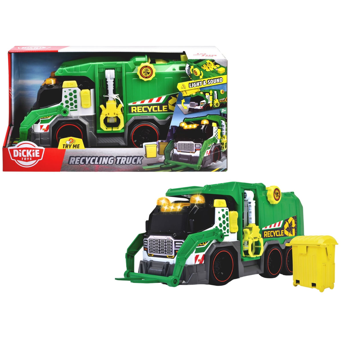 Dickie Geri Dönüşüm Kamyonu, Sesli ve Işıklı, Motorlu Kaldırma İşlevli, 39cm