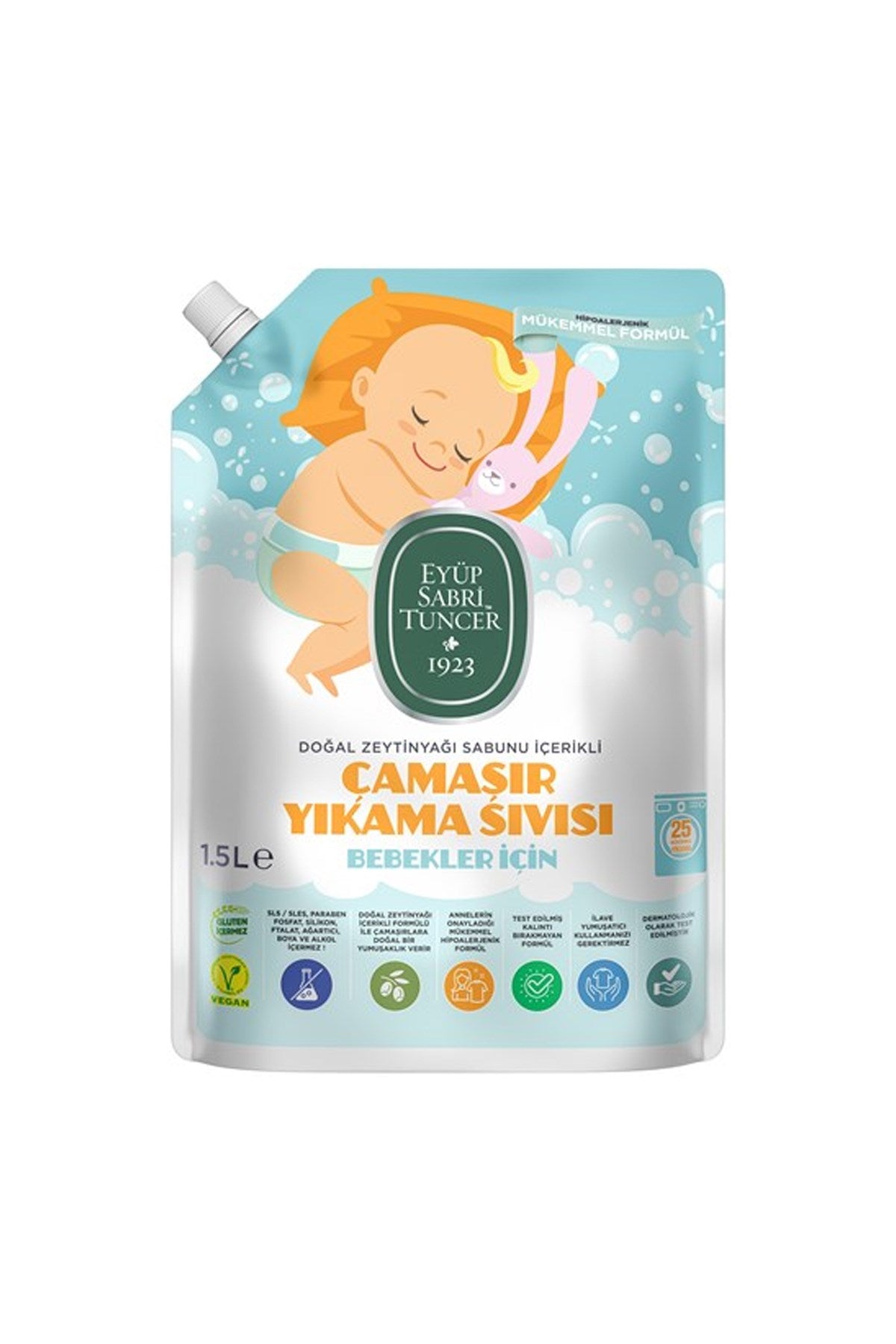 DOĞAL ZEYTİNYAĞI İÇERİKLİ BEBEK ÇAMAŞIR YIKAMA SIVISI 1,5 LT