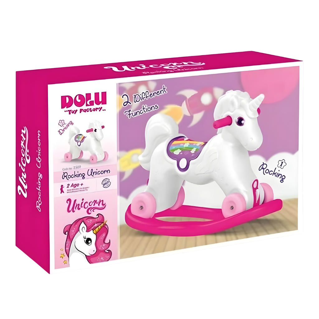 Dolu Unicorn Sallanan Tekerlekli At