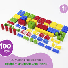 Eichhorn Renkli Ahşap Bloklar 100 Parça