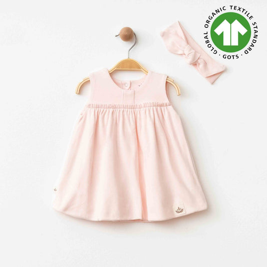 Eslenza Organik Pembe Kız Çocuk Elbisesi