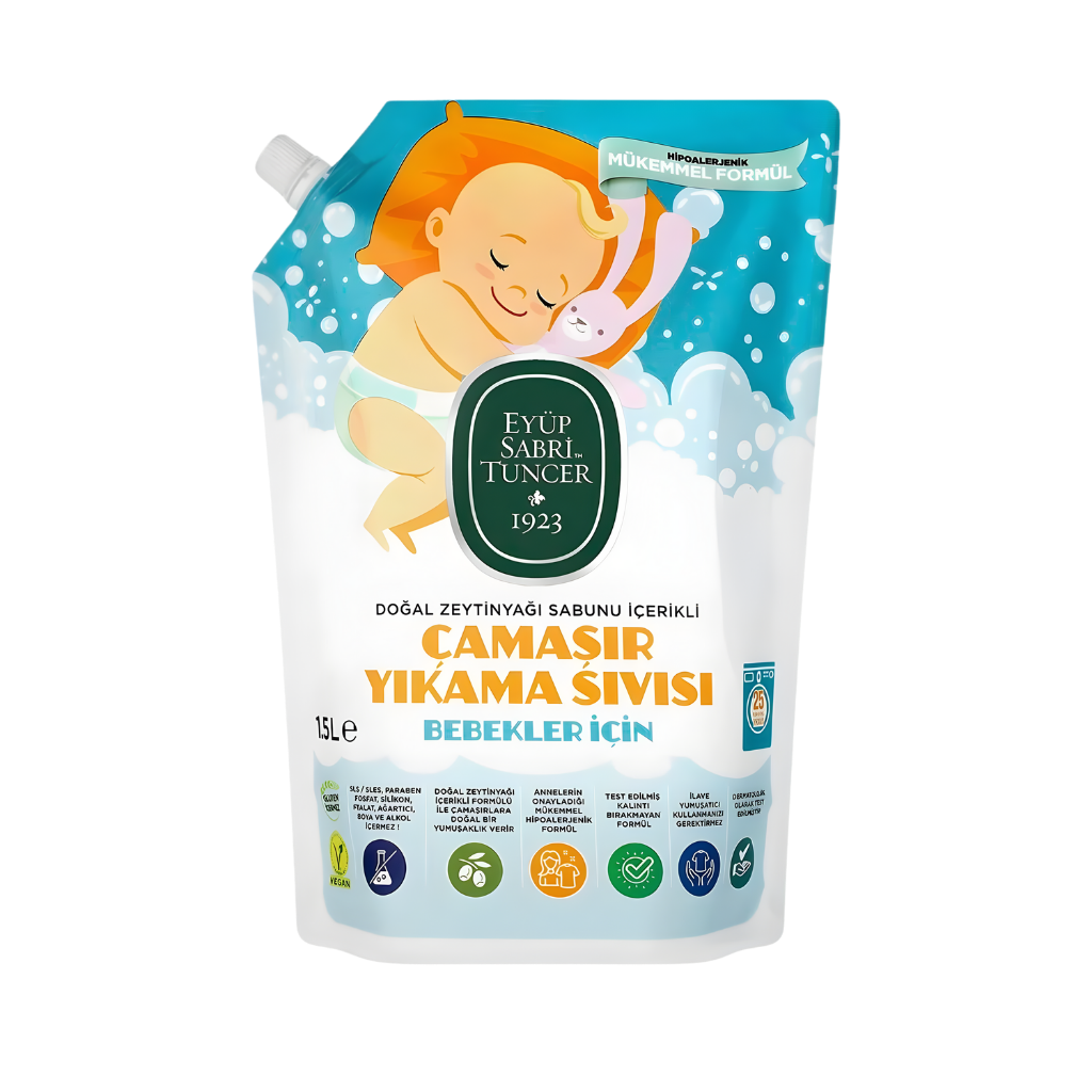 Eyüp Sabri Tuncer Doğal Zeytinyağı İçerikli Bebek Çamaşır Yıkama Sıvısı 1,5l