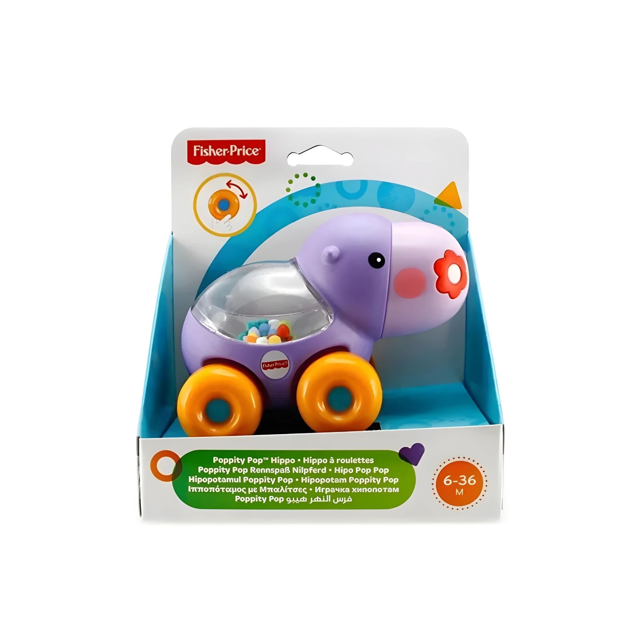 Fisher Price Poppity Araçlar, Mor Hipopotam, BGX30