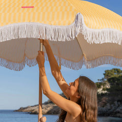 Flamingueo Caramel Plaj ve Bahçe Şemsiyesi Sarı