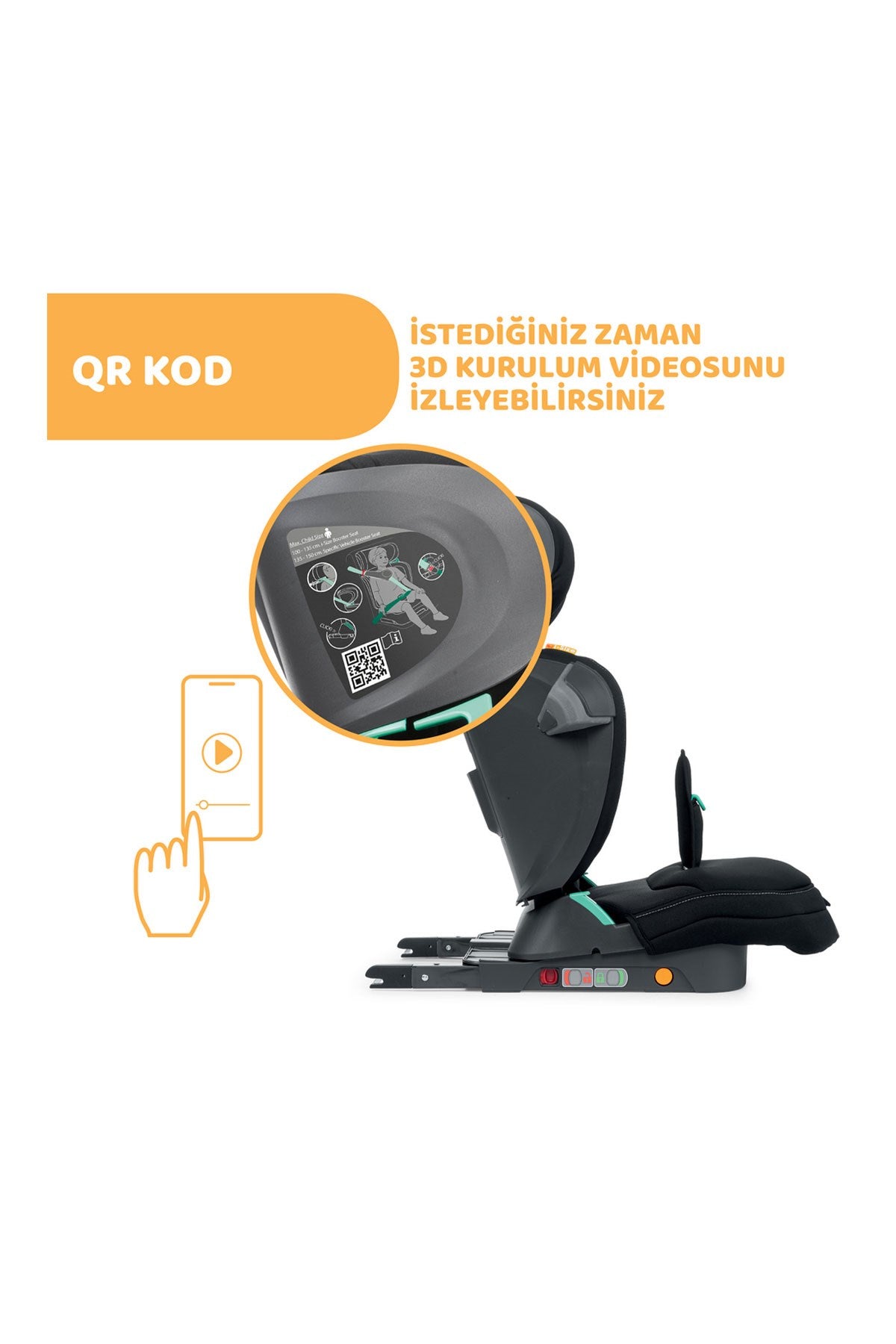 Fold&Go I-Size Air BCar Seat Oto Koltuğu - Black Air