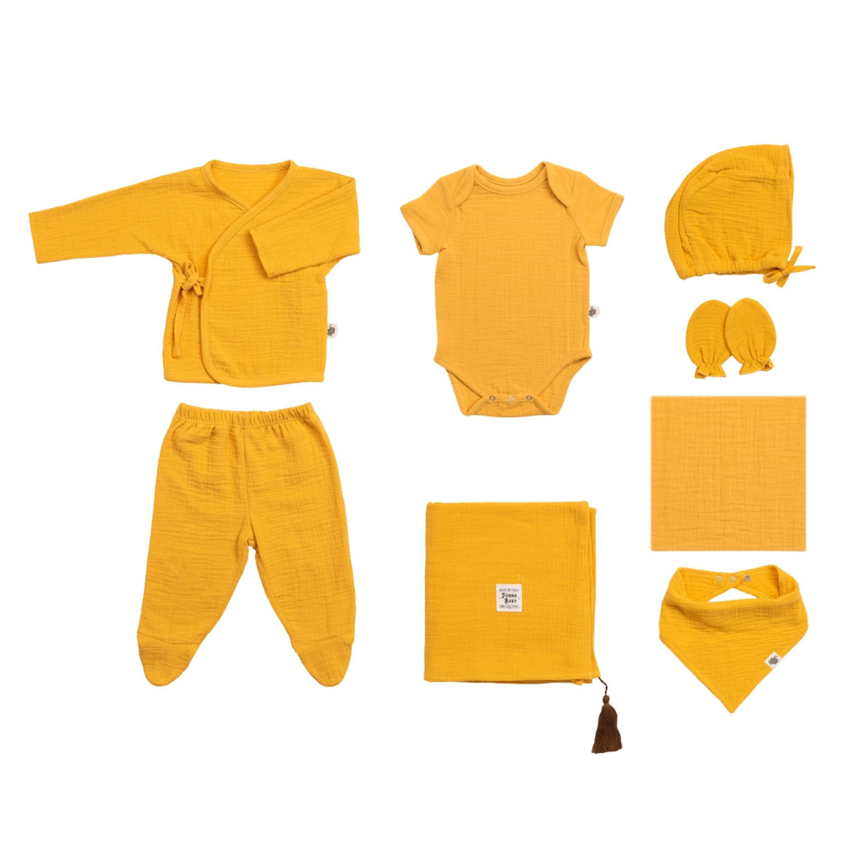 Funna Baby Müslin Yenidoğan Seti 8 Parça Hardal