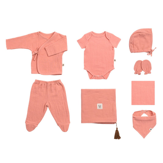 Funna Baby Müslin Yenidoğan Seti 8 Parça Yavruağzı