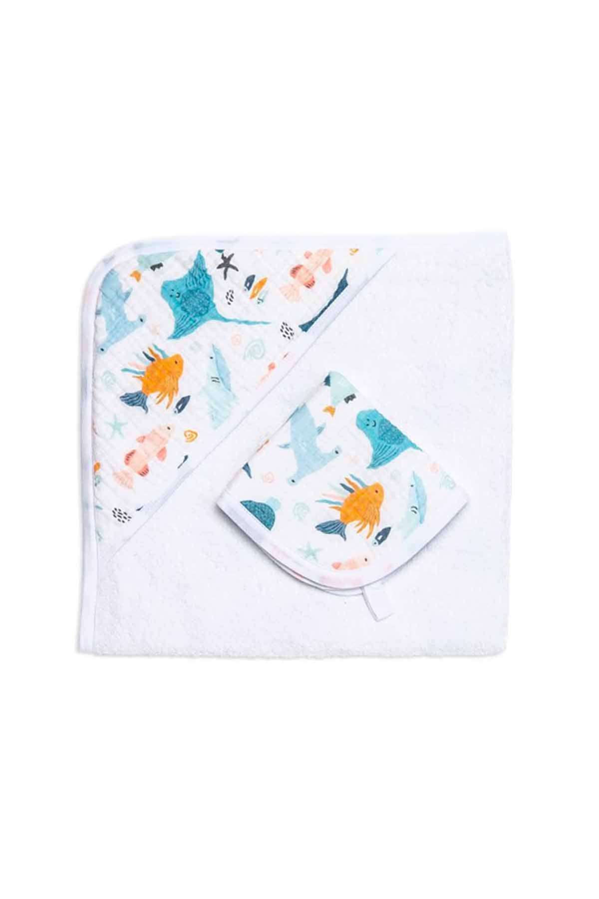 Funnababy Muslin Havlu Seti - Atlantico - 75x75/30x30