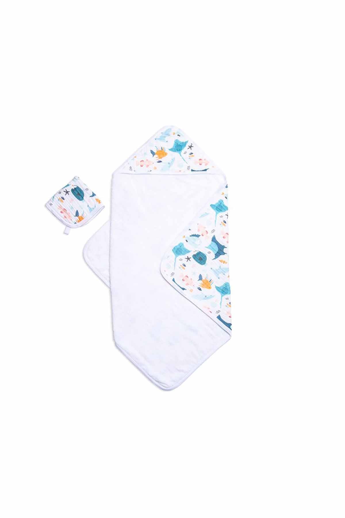 Funnababy Muslin Havlu Seti - Atlantico - 75x75/30x30