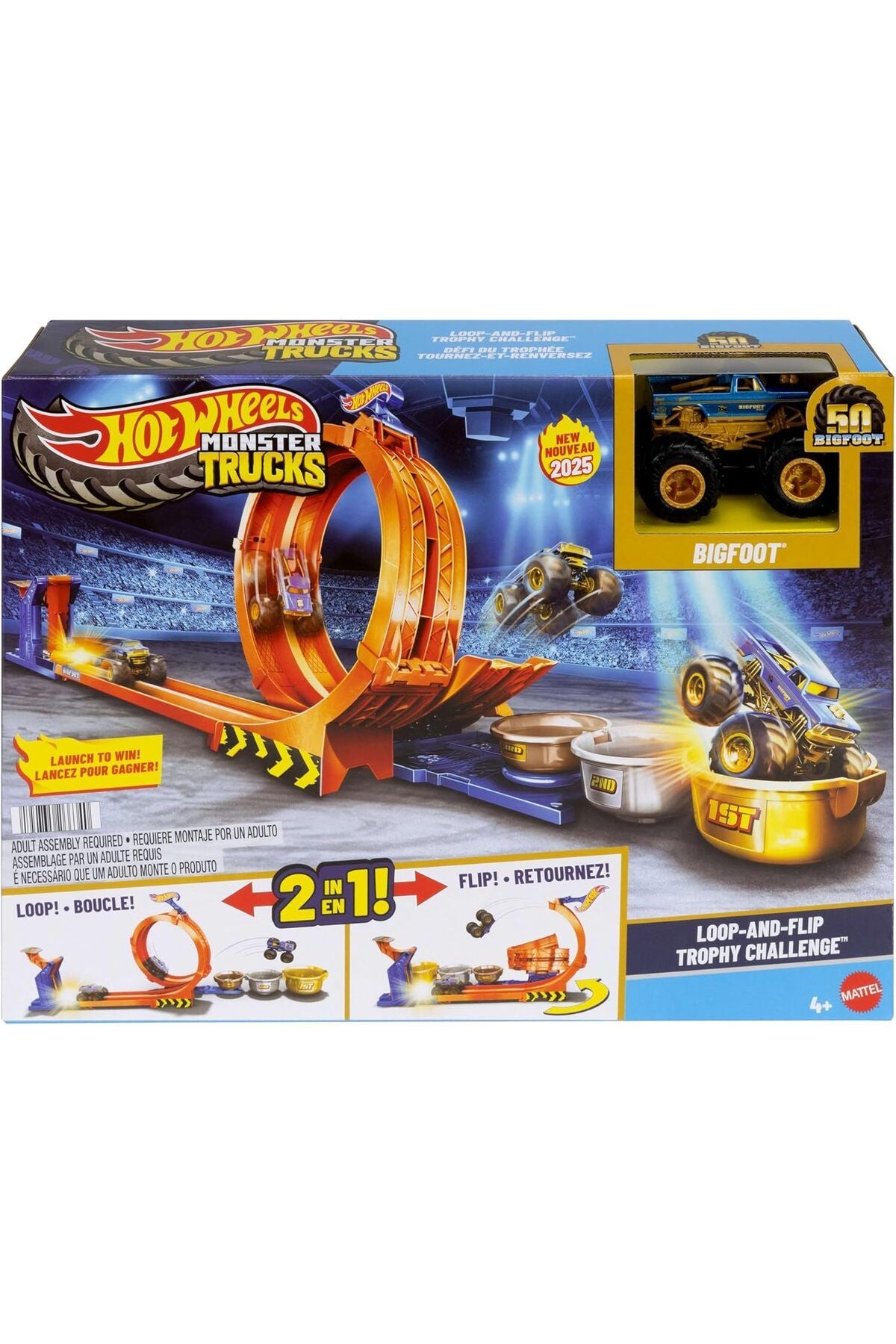 Hot Wheels Monster Trucks Döngü ve Takla Bigfoot Oyun Parkuru