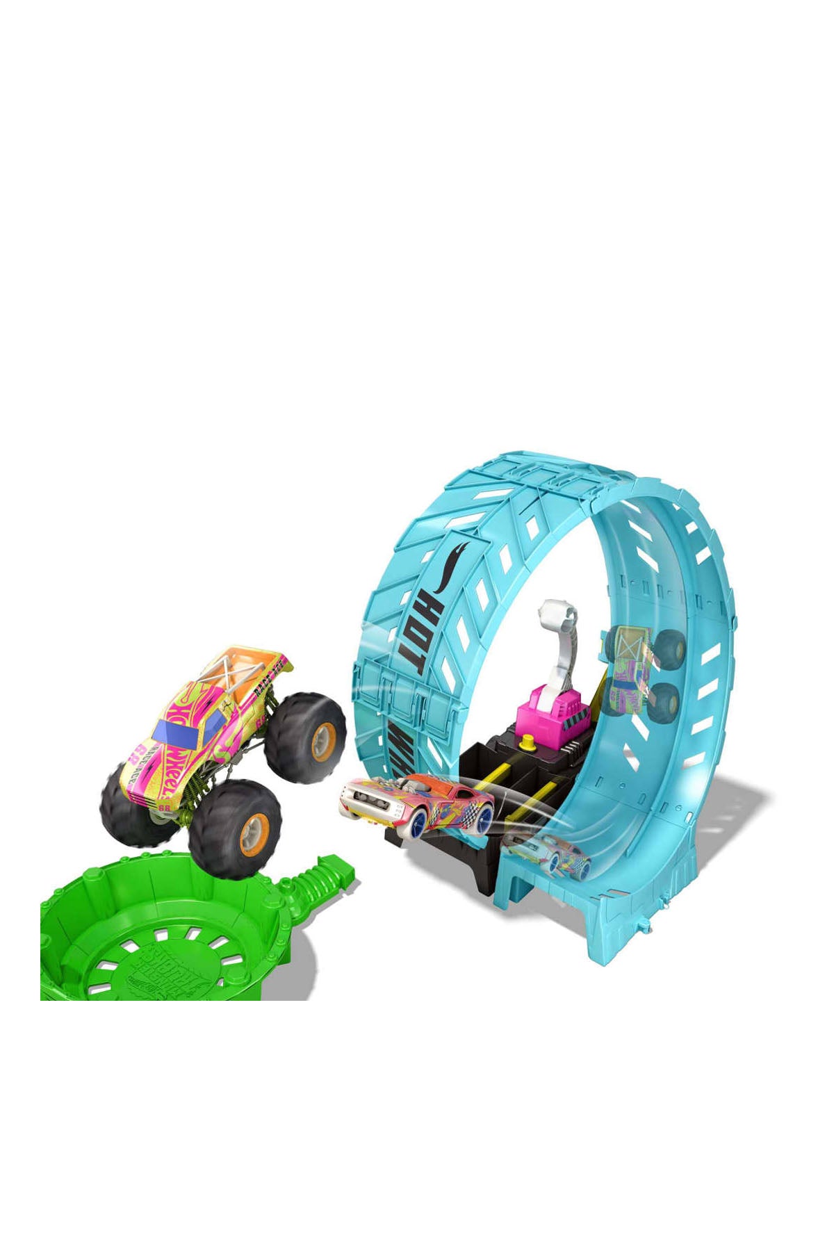 Hot Wheels Monster Trucks Karanlıkta Parlayan Çemberde Yarış Seti