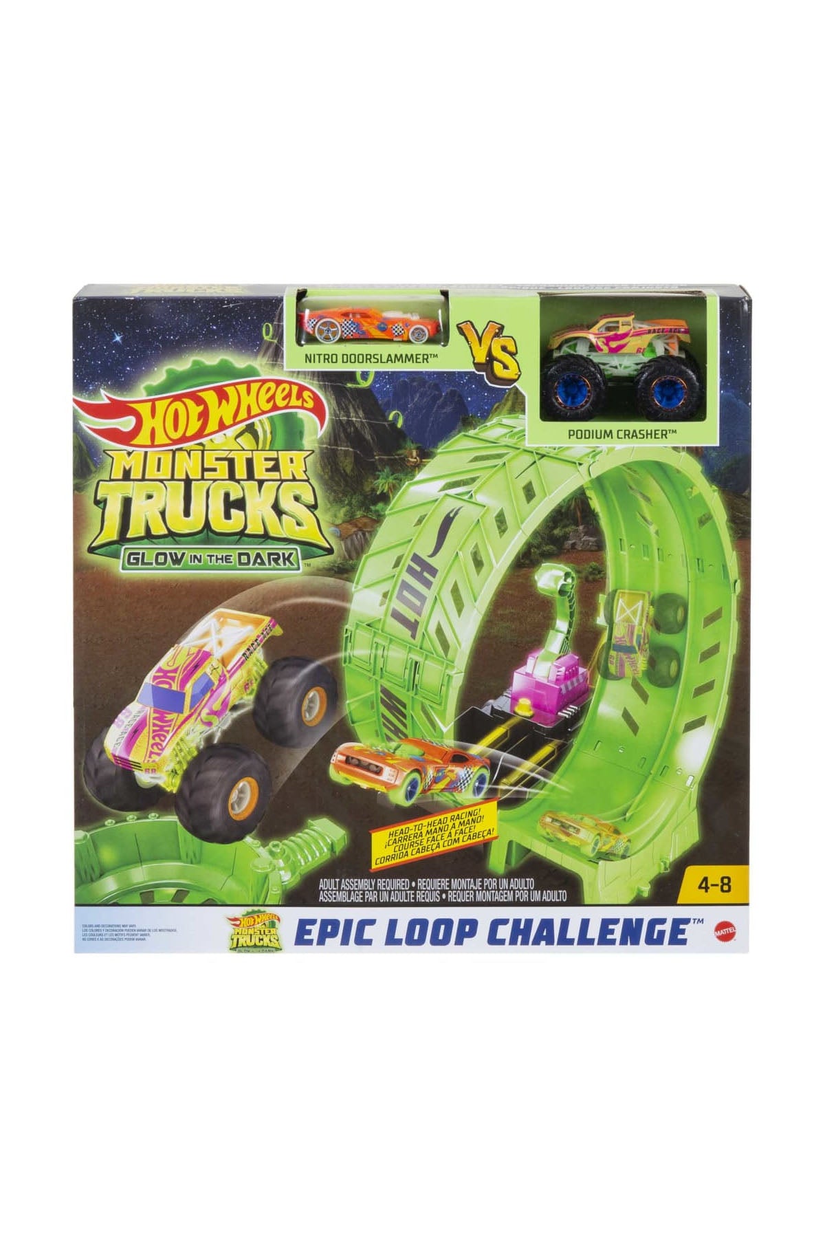 Hot Wheels Monster Trucks Karanlıkta Parlayan Çemberde Yarış Seti HBN02