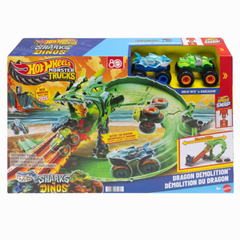 Hot Wheels Monster Trucks Köpek Balığı ve Dinozor Korkunç Ejderhaya Karşı Oyun Seti JFR06