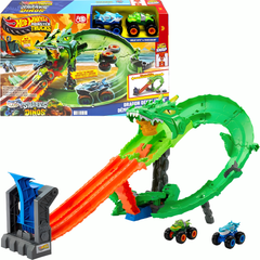 Hot Wheels Monster Trucks Köpek Balığı ve Dinozor Korkunç Ejderhaya Karşı Oyun Seti JFR06