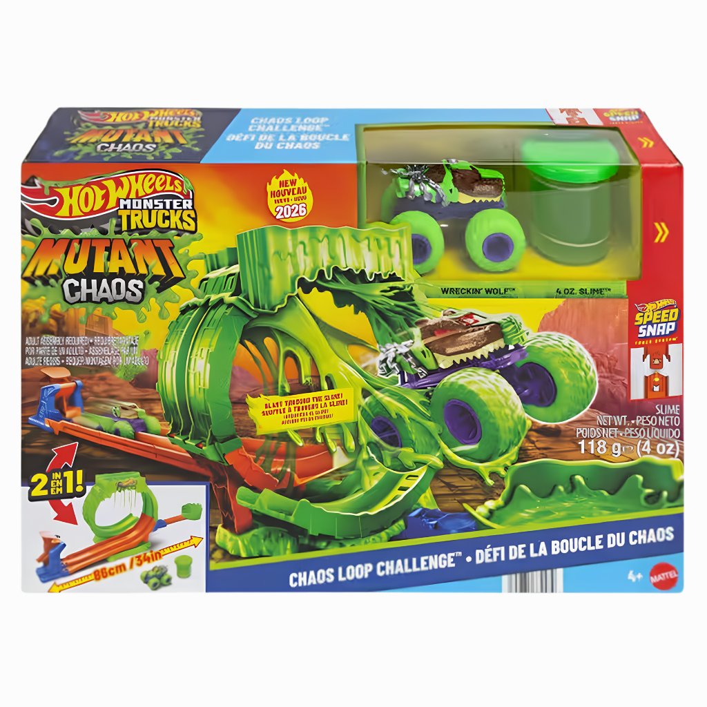 Hot Wheels Monster Trucks Mutant Kaosu Çemberde Yarış Oyun Seti JMK91