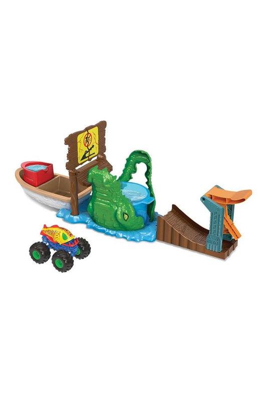 Hot Wheels Monster Trucks Renk Değiştiren Araçlar Timsahdan Kaçış Oyun Seti HGV14