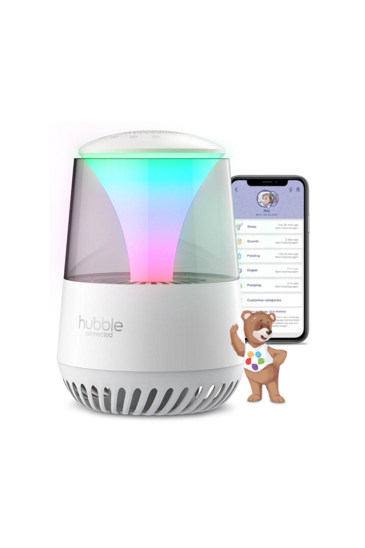 Hubble Pure Hava Temizleyici,Ninni Çalar, Bluetooth Speaker, Gece Lambası